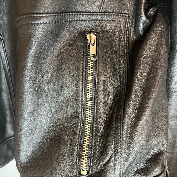 Mossimo Womens Black 100% Leather Moto Jacket Zippers Sz L Soft Biker Motorcycle - Picture 7 of 16
